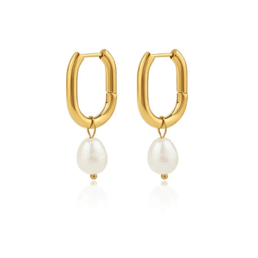 Elegant gold-plated pearl drop earrings, crafted with real S925 silver, adding a touch of sophistication to any outfit.