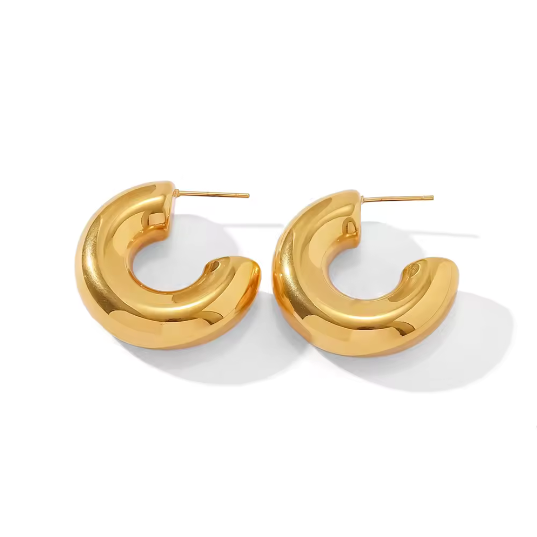 Bold Curve Gold Earrings