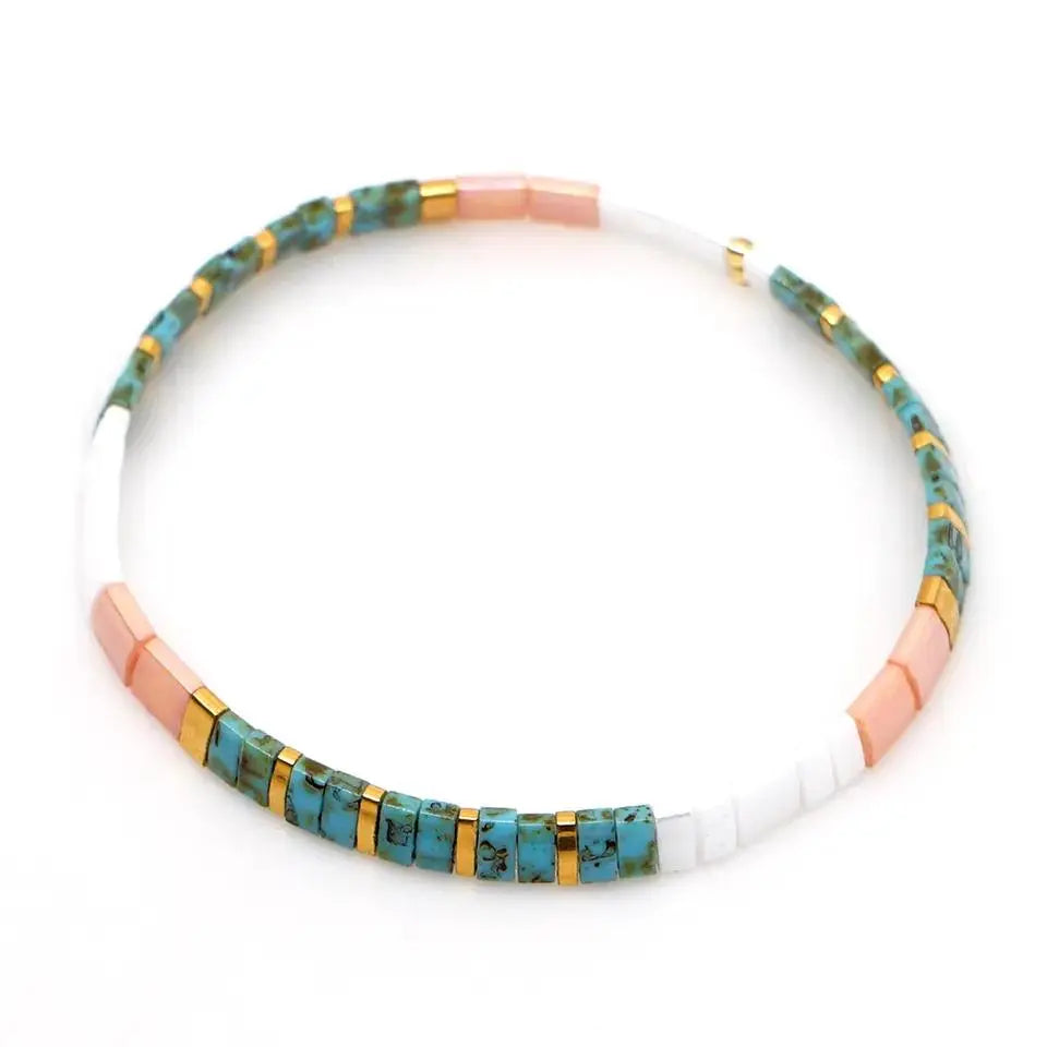 Stretch tila bead bracelet colourful island design