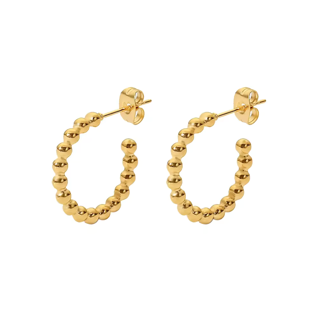 Golden Beaded Hoop Earrings