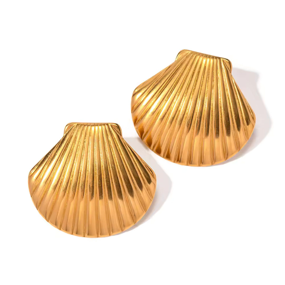 Golden Seashell Stud Earrings