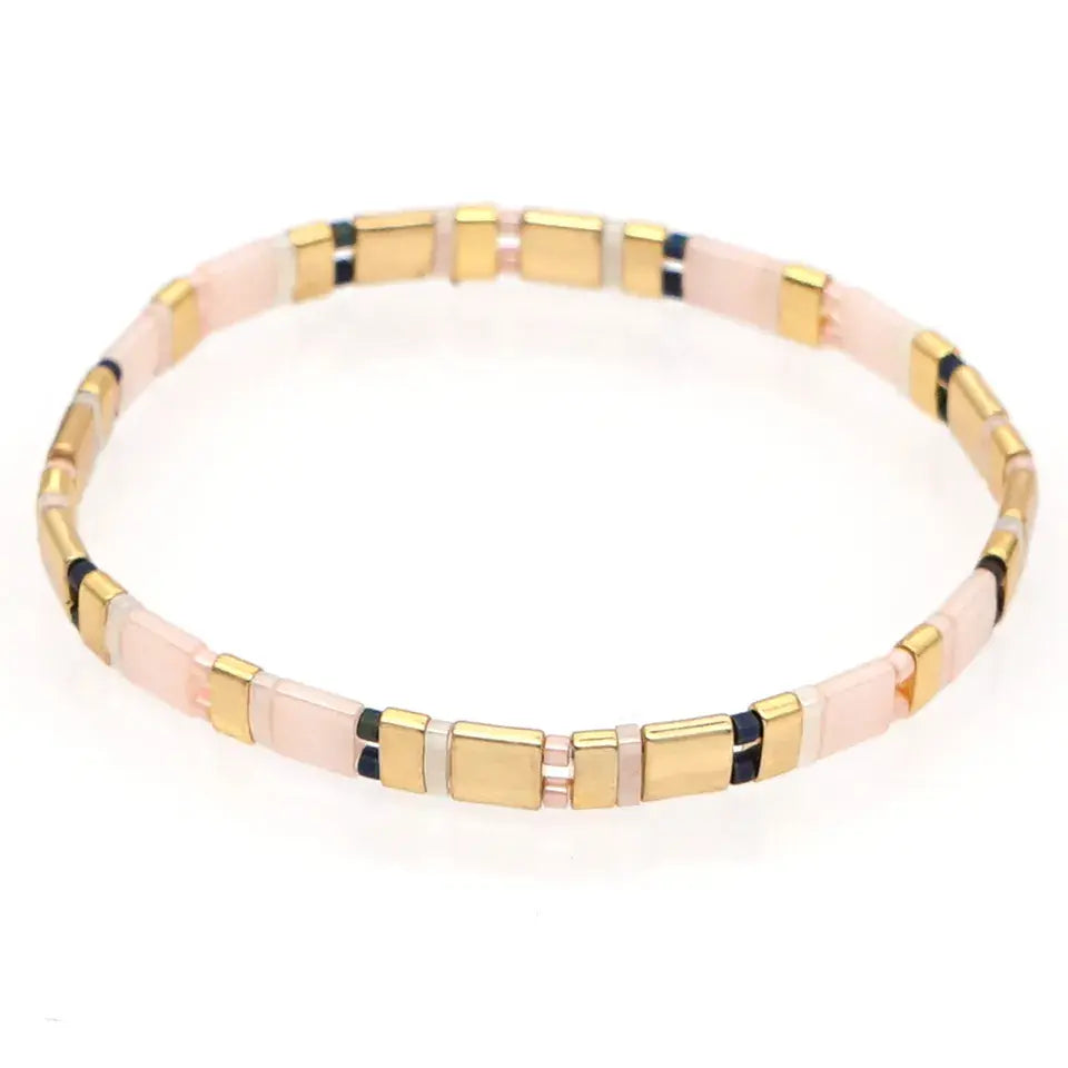 pretty pink and gold tila bracelet