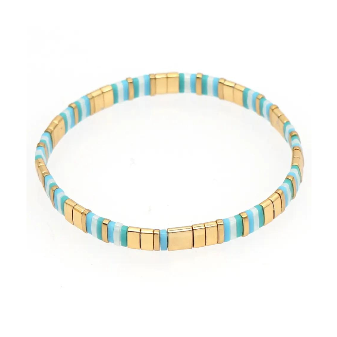 aqua white and gold tila bracelet