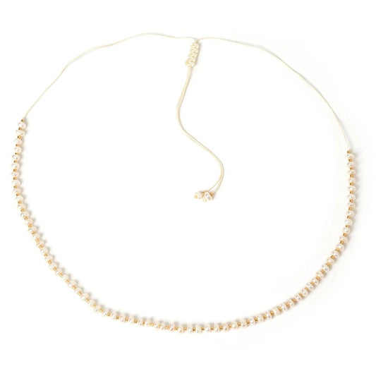 Delicate freshwater pearl and gold bead choker style necklace