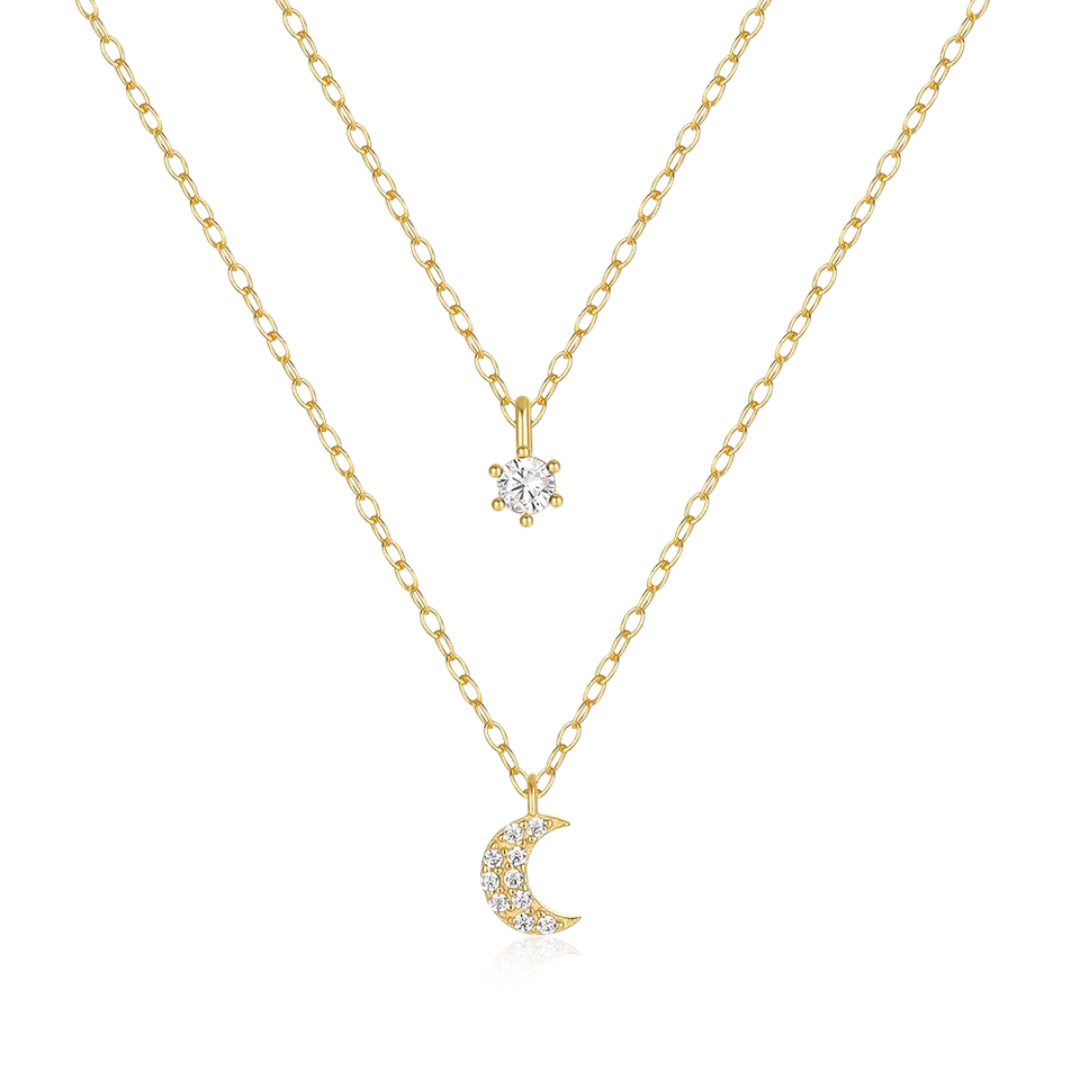 Sun and Moon Pendant Necklace Set