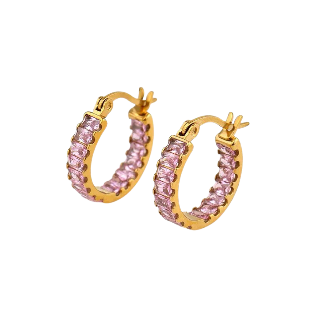 Pink Champagne Gold Hoop Earrings