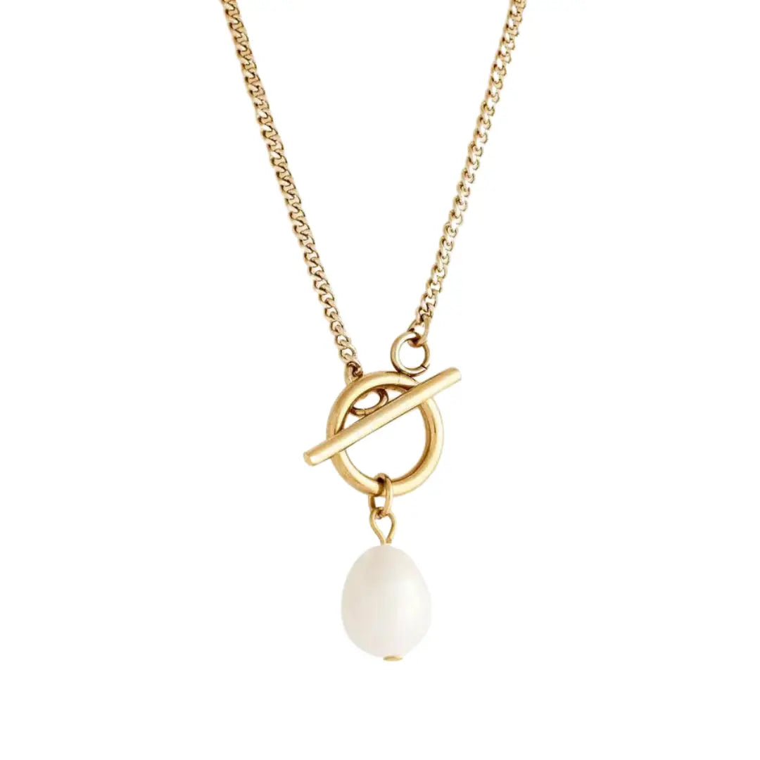 Baroque Pearl Cuban Chain Toggle Necklace