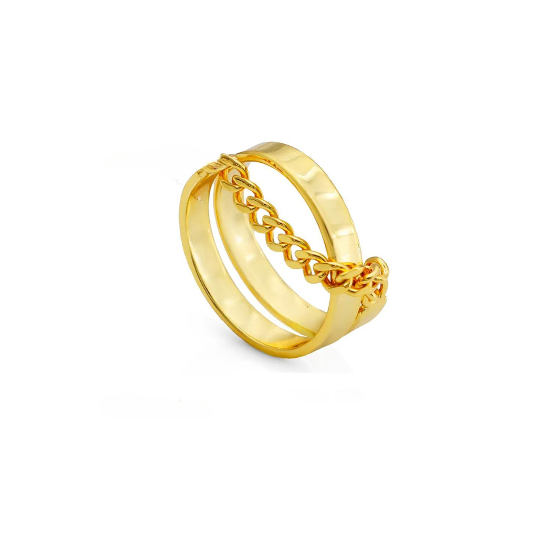 Serpentine Golden Chain Ring