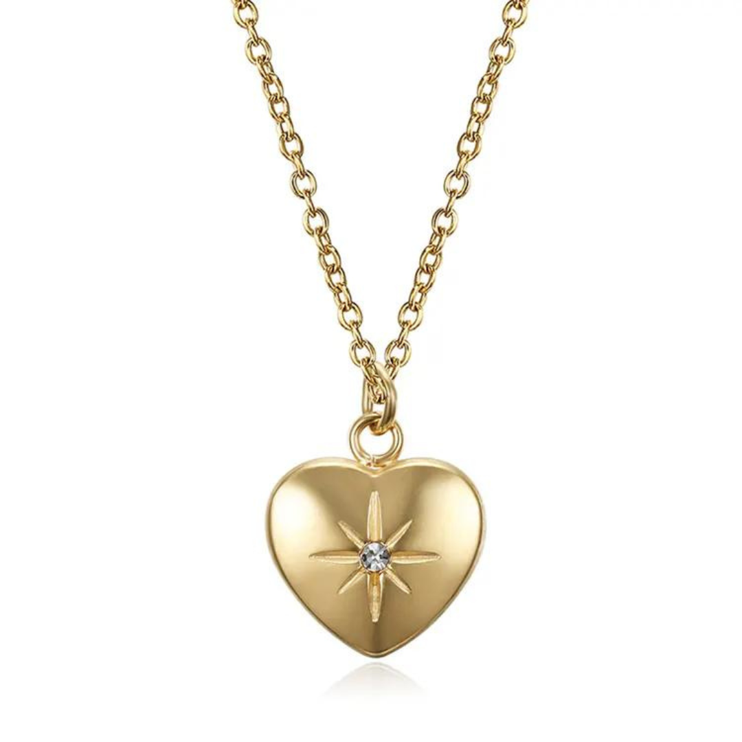 Starburst Heart Pendant Necklace