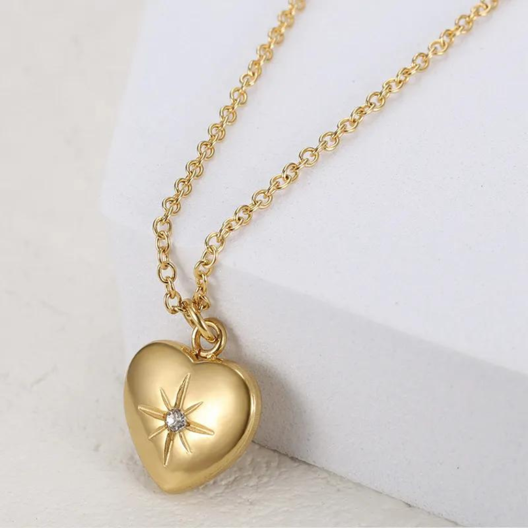 Starburst Heart Pendant Necklace