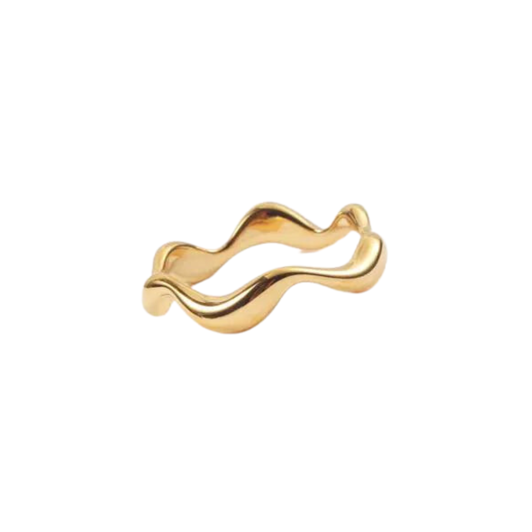 Simple Jewelry 18K Gold Plated Twist Ring Dainty Ladies Waterproof Stainless Steel Wave Finger Rings for Women