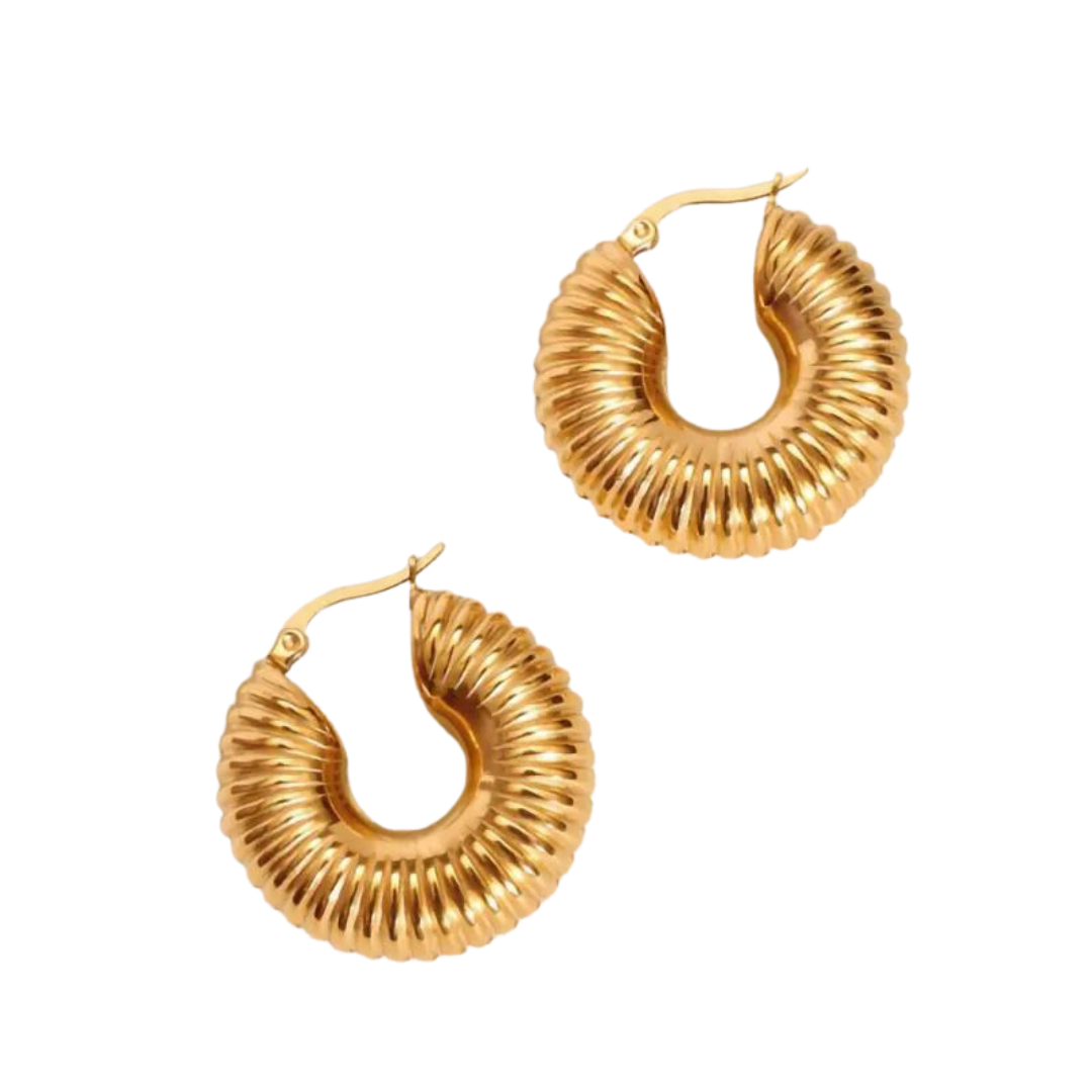 Chunky croissant style  Clio Gold Earrings