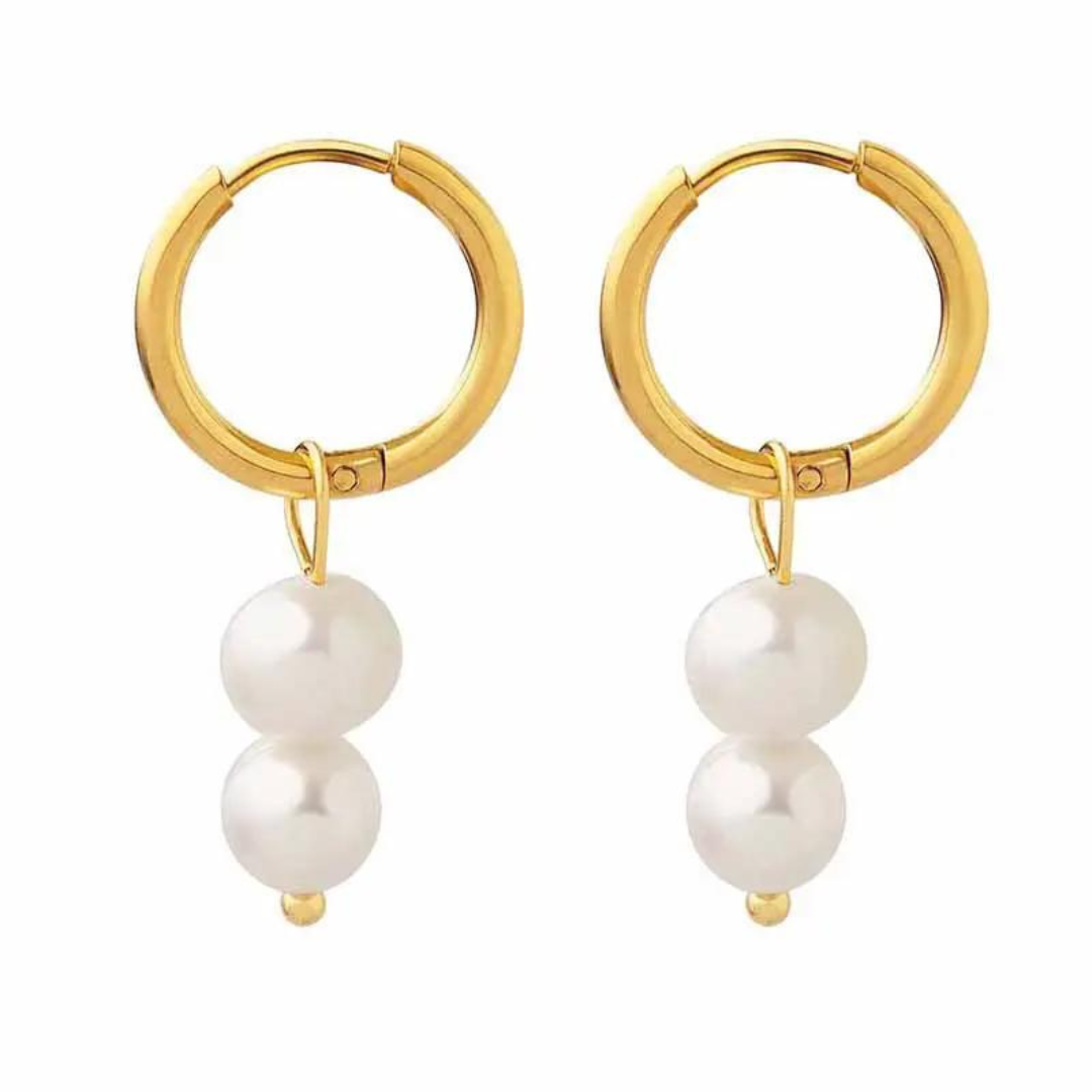  Elegant gold-plated pearl drop earrings, crafted with real S925 silver, adding a touch of sophistication to any outfit.