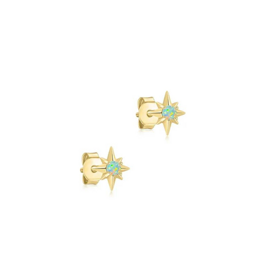 Make a statement with these 925 sterling silver, 18K gold plated designer opal stud earrings featuring a captivating star design. A simple classic style for everyday wear.