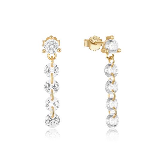 Zircon stone chandelier Drop Gold Earrings