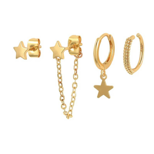 Gold Star Earring Single Stack