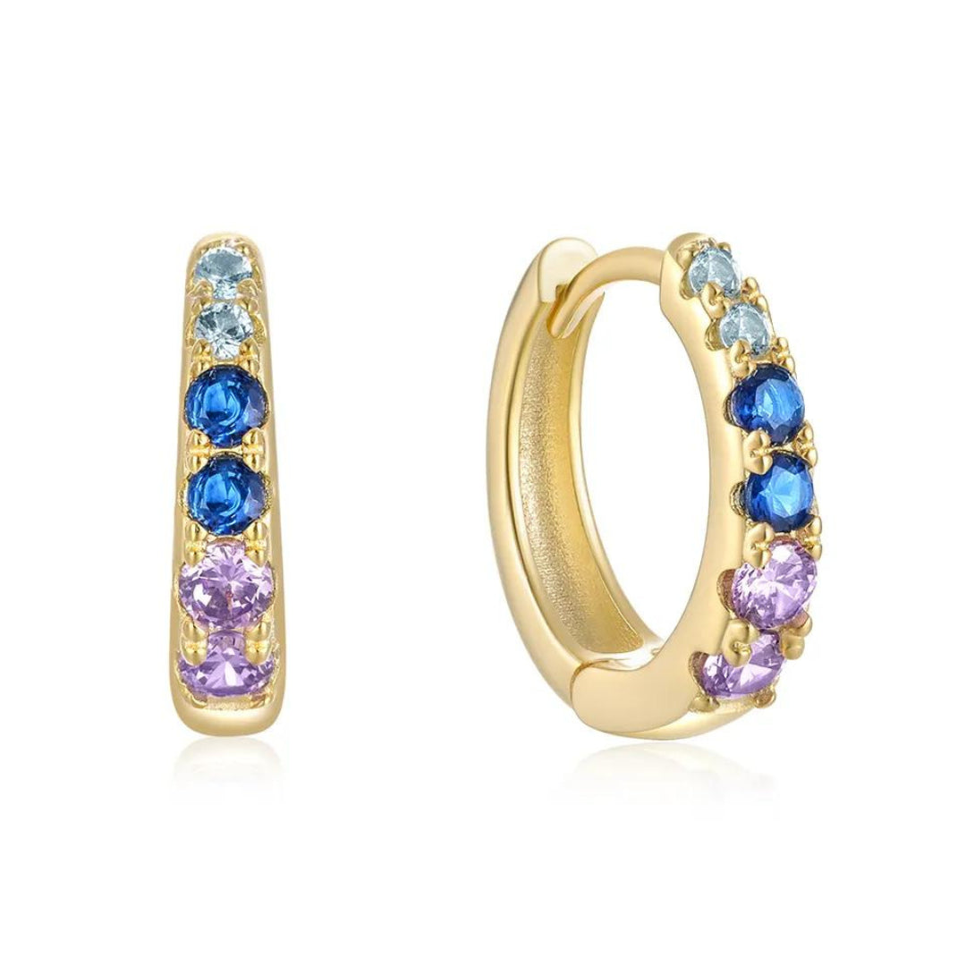 colourful zircons stones Celestial Gold Huggie Earrings