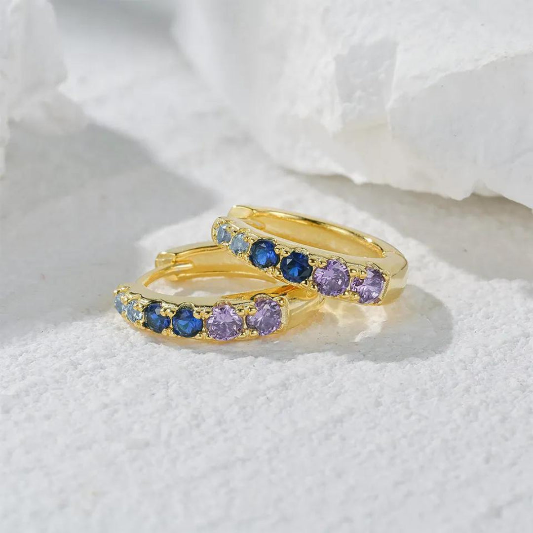 colourful zircons stones Celestial Gold Huggie Earrings