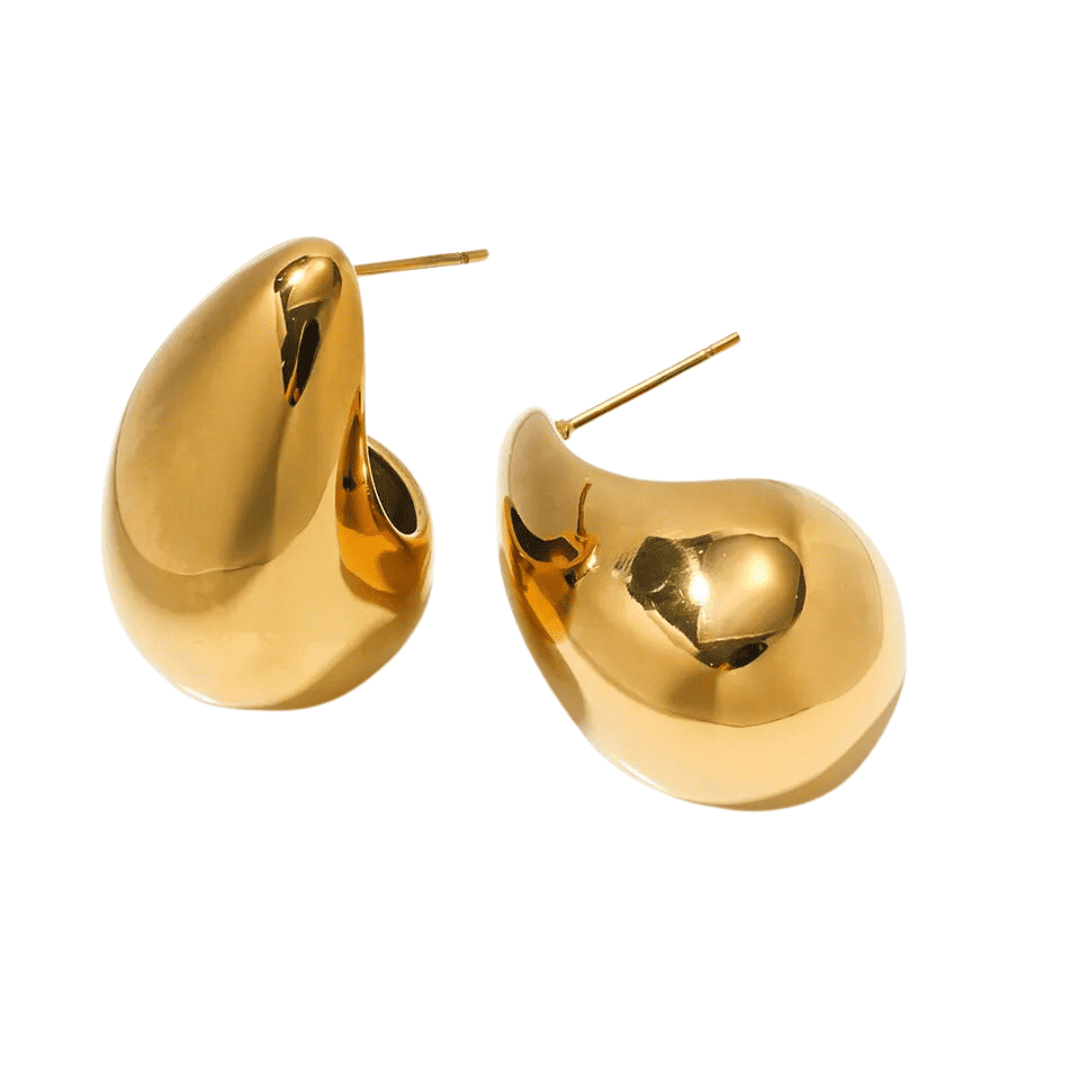 chic chunky gold earrings in a large tear drop design