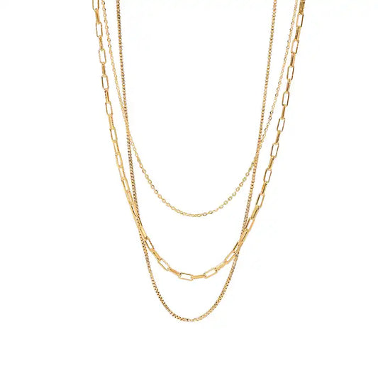 Triple Paperclip Chain Layer Necklace