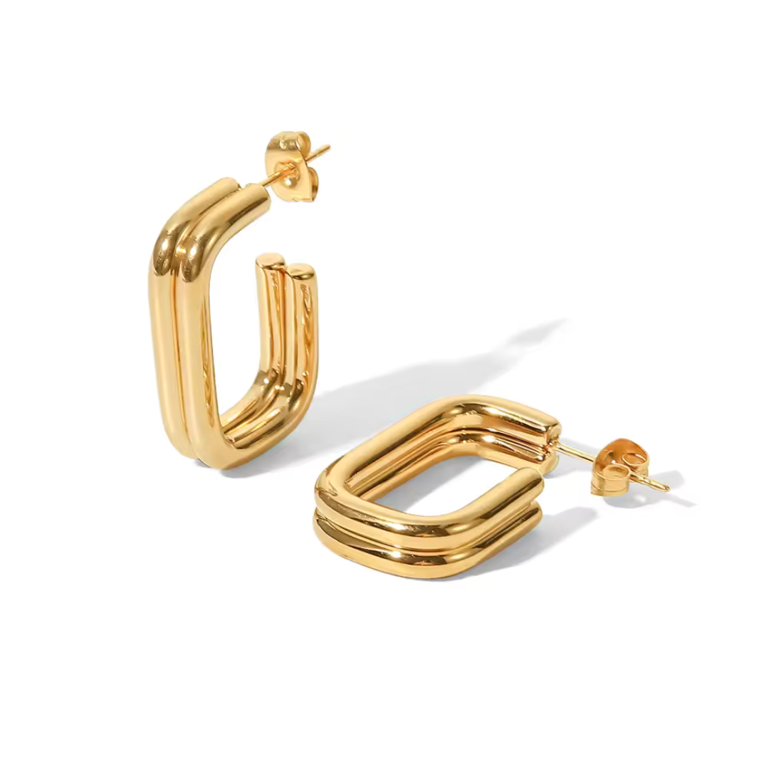 Geo Gold Hoop Earrings