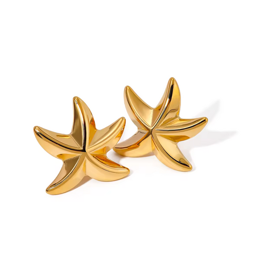 Golden Starfish Stud Earrings